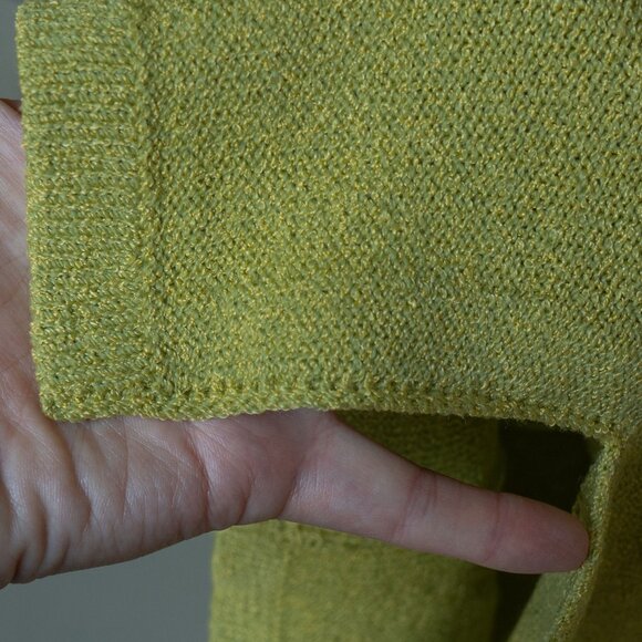 Steve Fabrikant Dress Chartreuse Santana Knit Wool VTG 80s Gold Button Gaudy - Picture 10 of 13